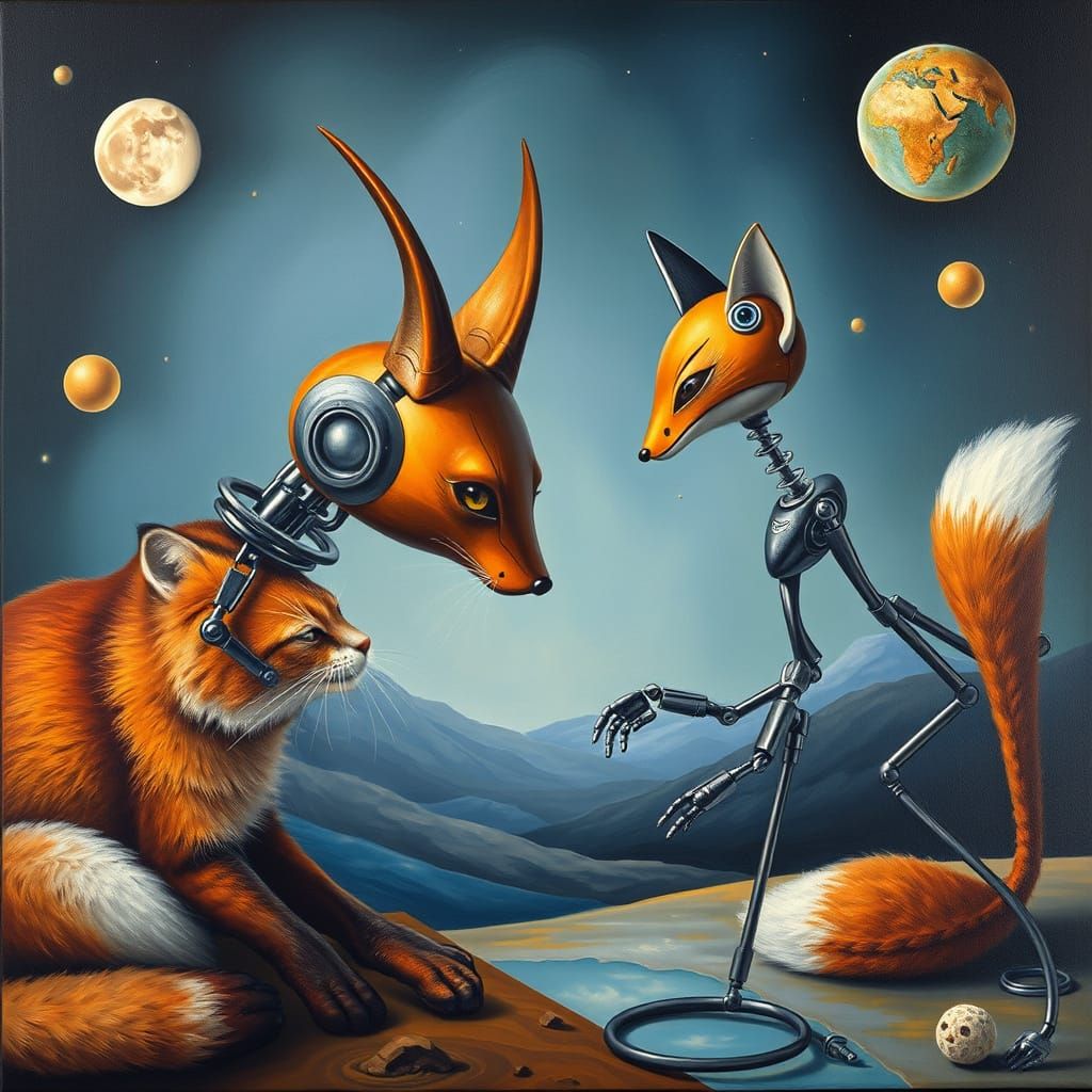 Surreal Pinocchio Robot Meets Feline Android in a Dreamlike ...