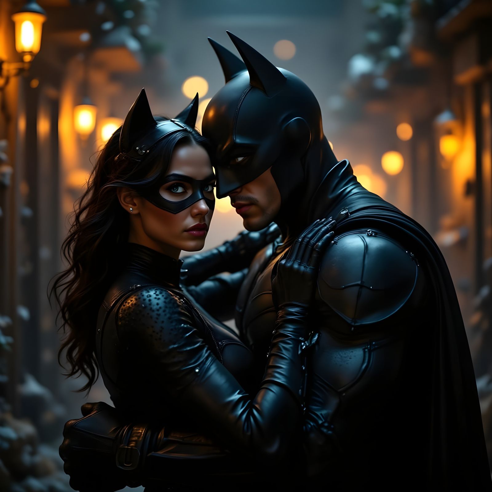 Batman and Catwoman in Moody, Cinematic Batsuit