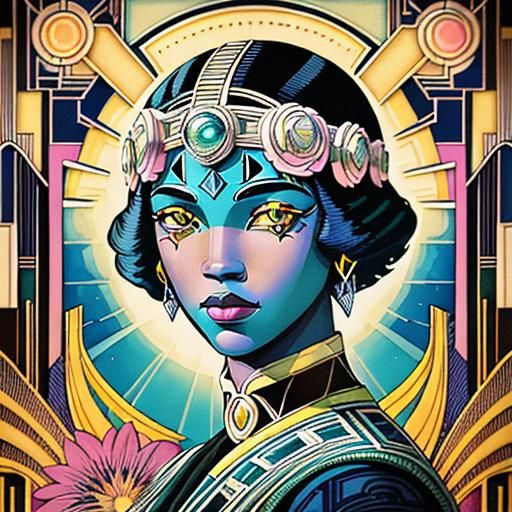 Classic Art Deco Painting of African American Figure