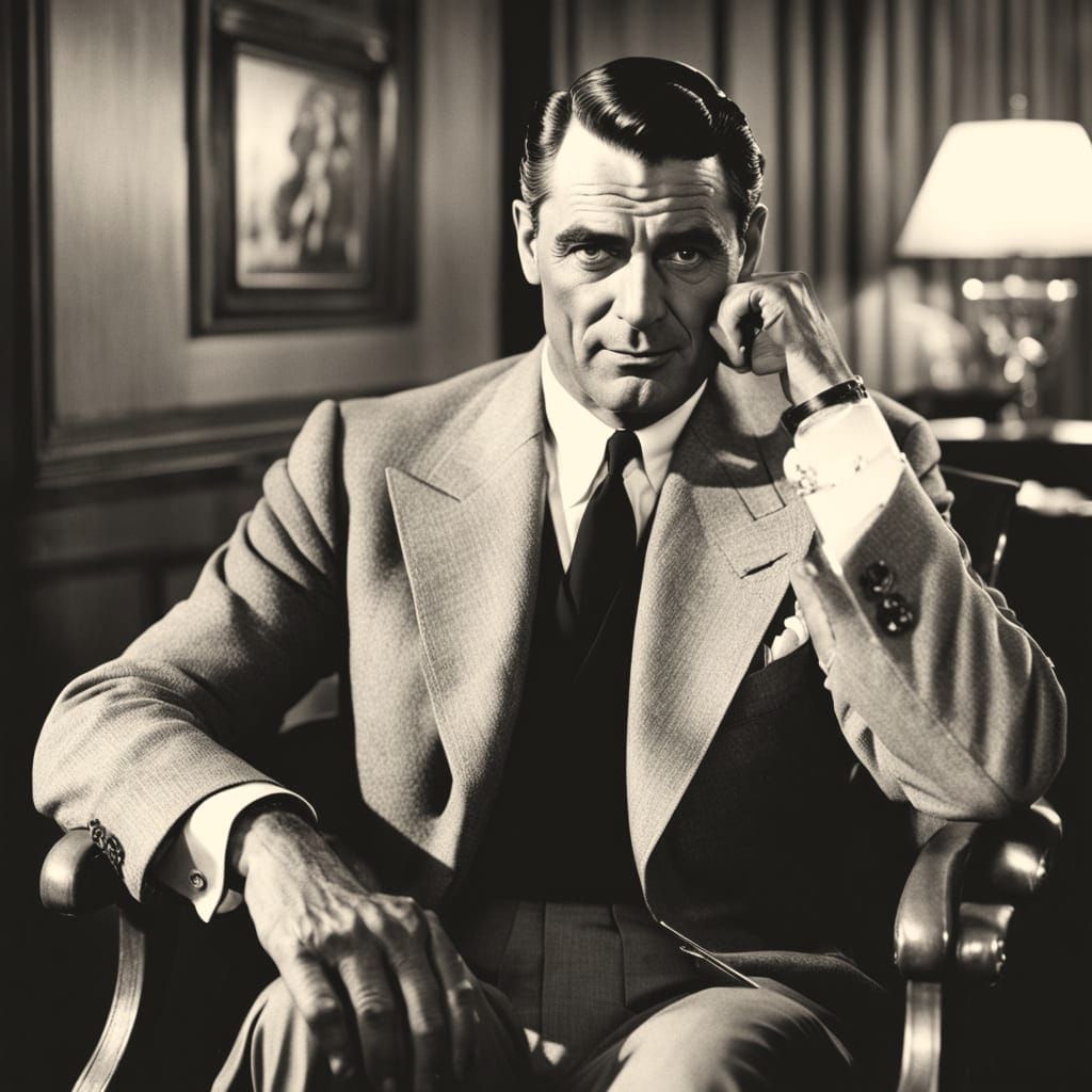 Cary Grant Style Portrait in 1950s Vintage Photo