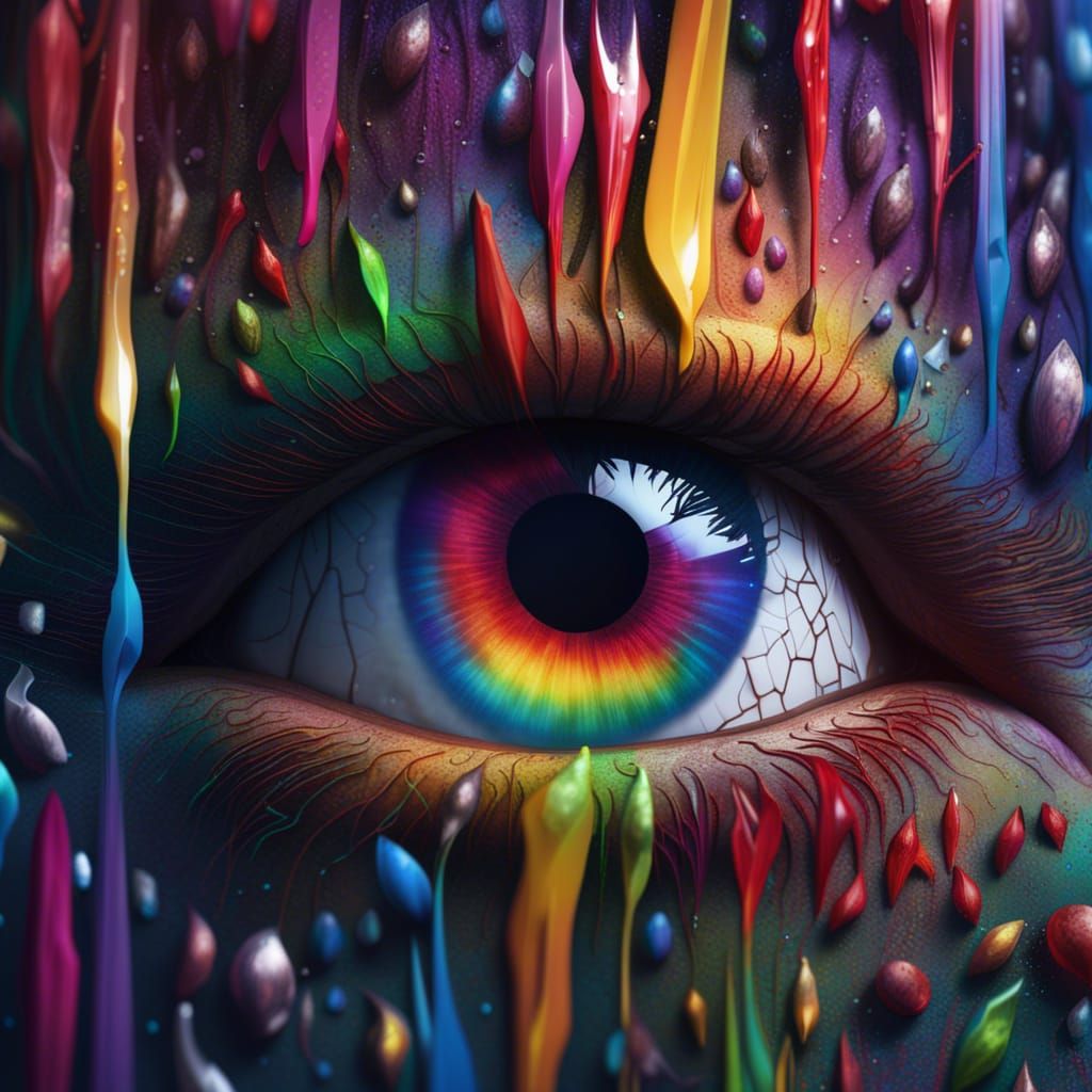 Eye Crying Rainbow Tears: Detailed Matte Painting