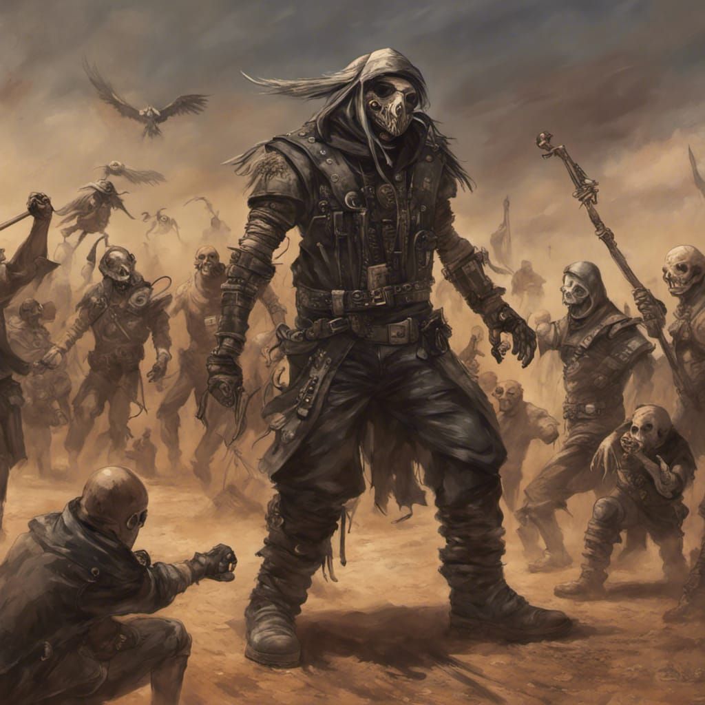 Immortan Joe vs Plague Doctor in Wasteland Art