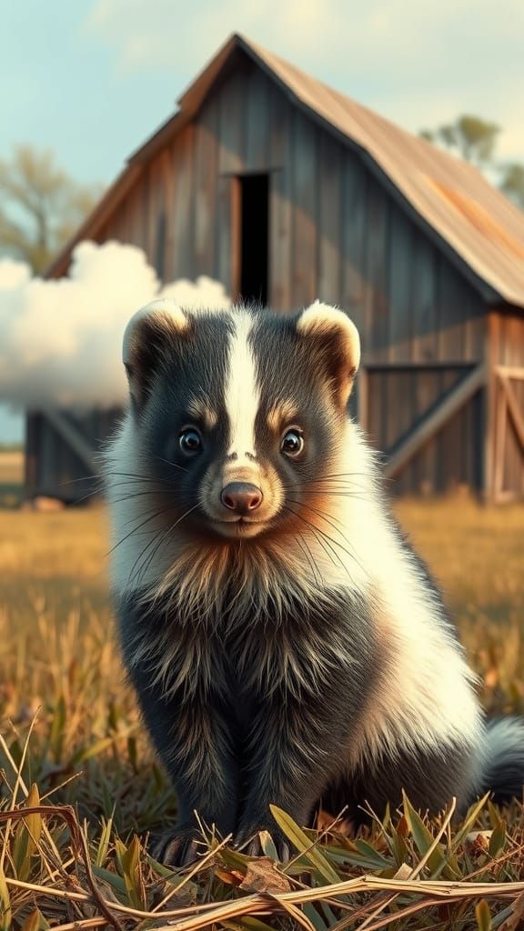 Photorealistic Skunk in Rural Setting
