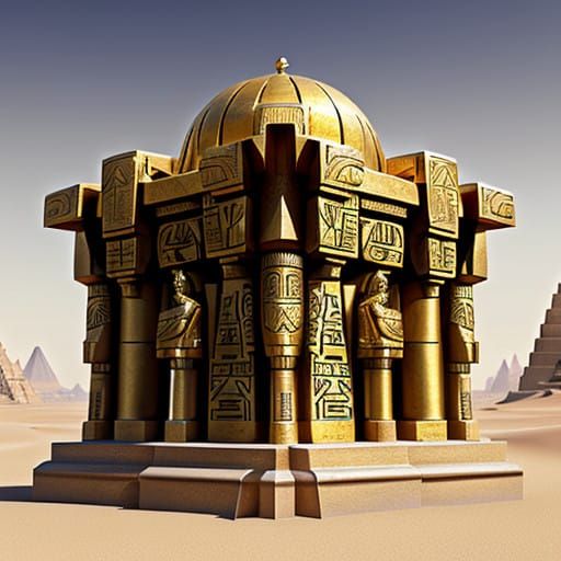 Majestic Golden Scarab Armor Set in Ancient Egyptian High-Fa...