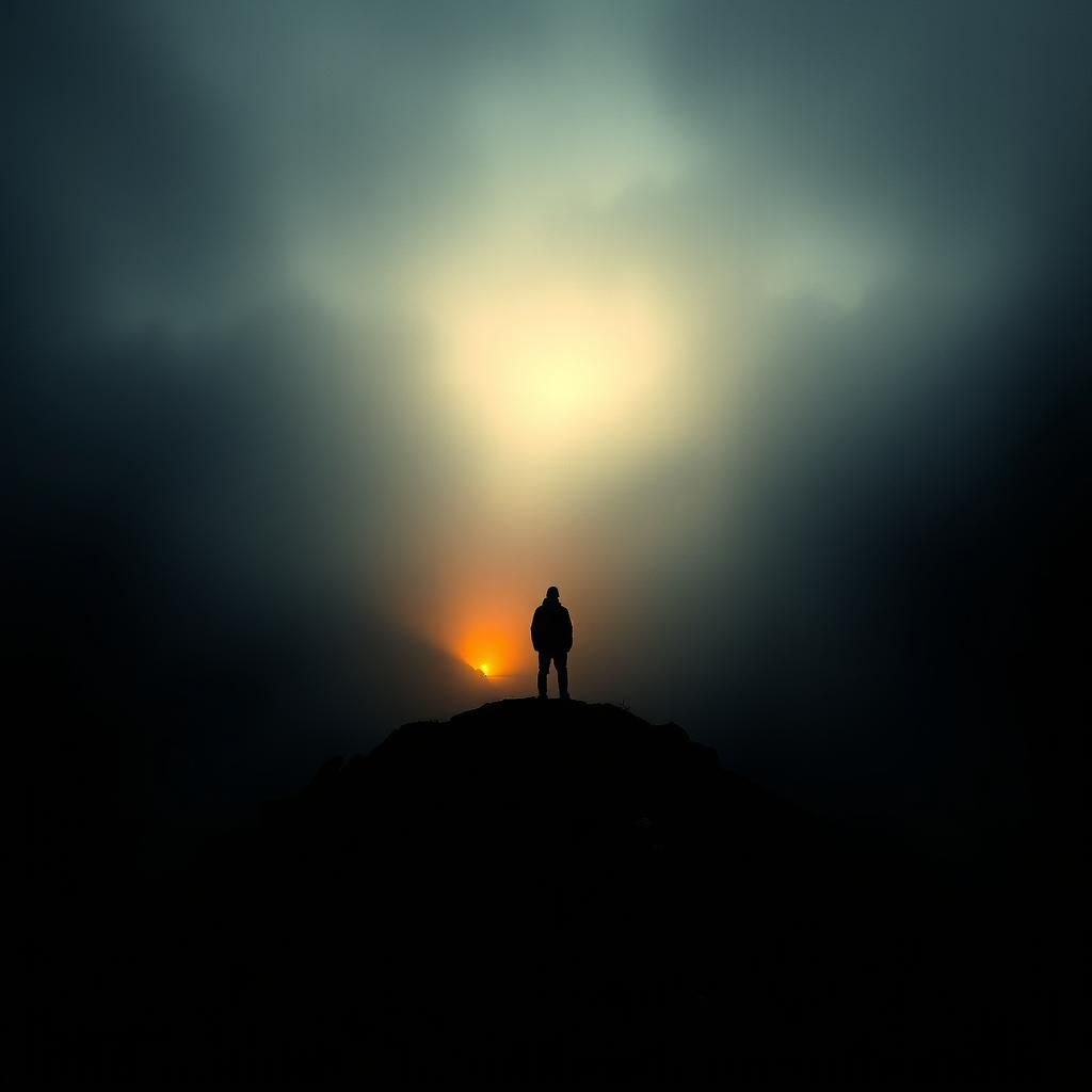 Melancholy Figure in Desolate Landscape: Cinematic HDR