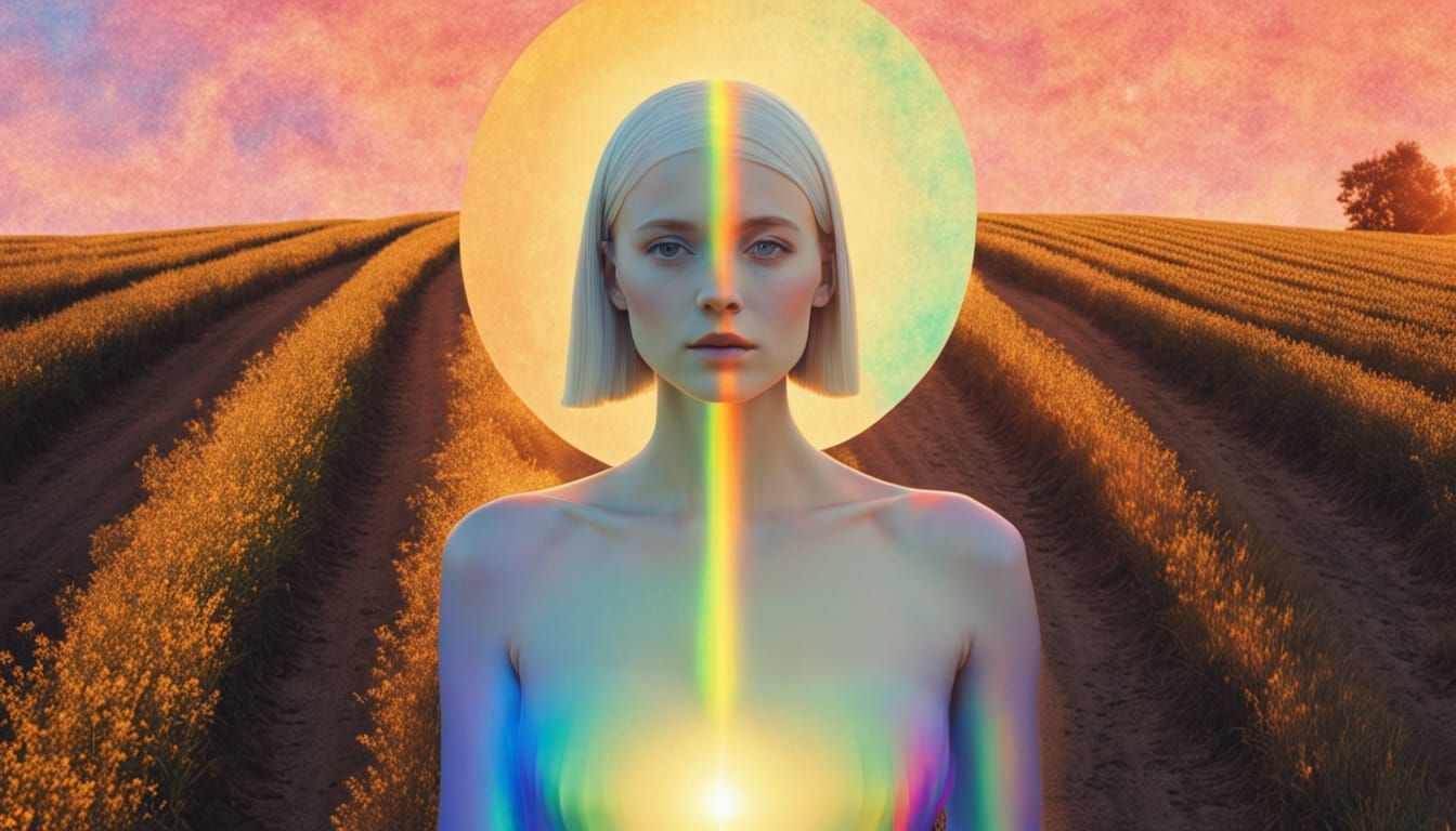 Vibrant Iridescent Aura Transforms Gothic Figure into Specta...