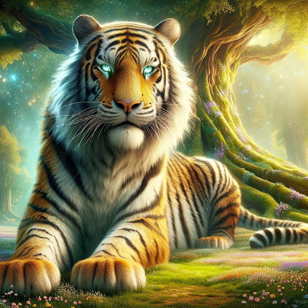 Majestic Magical Tiger in Vibrant Landscape