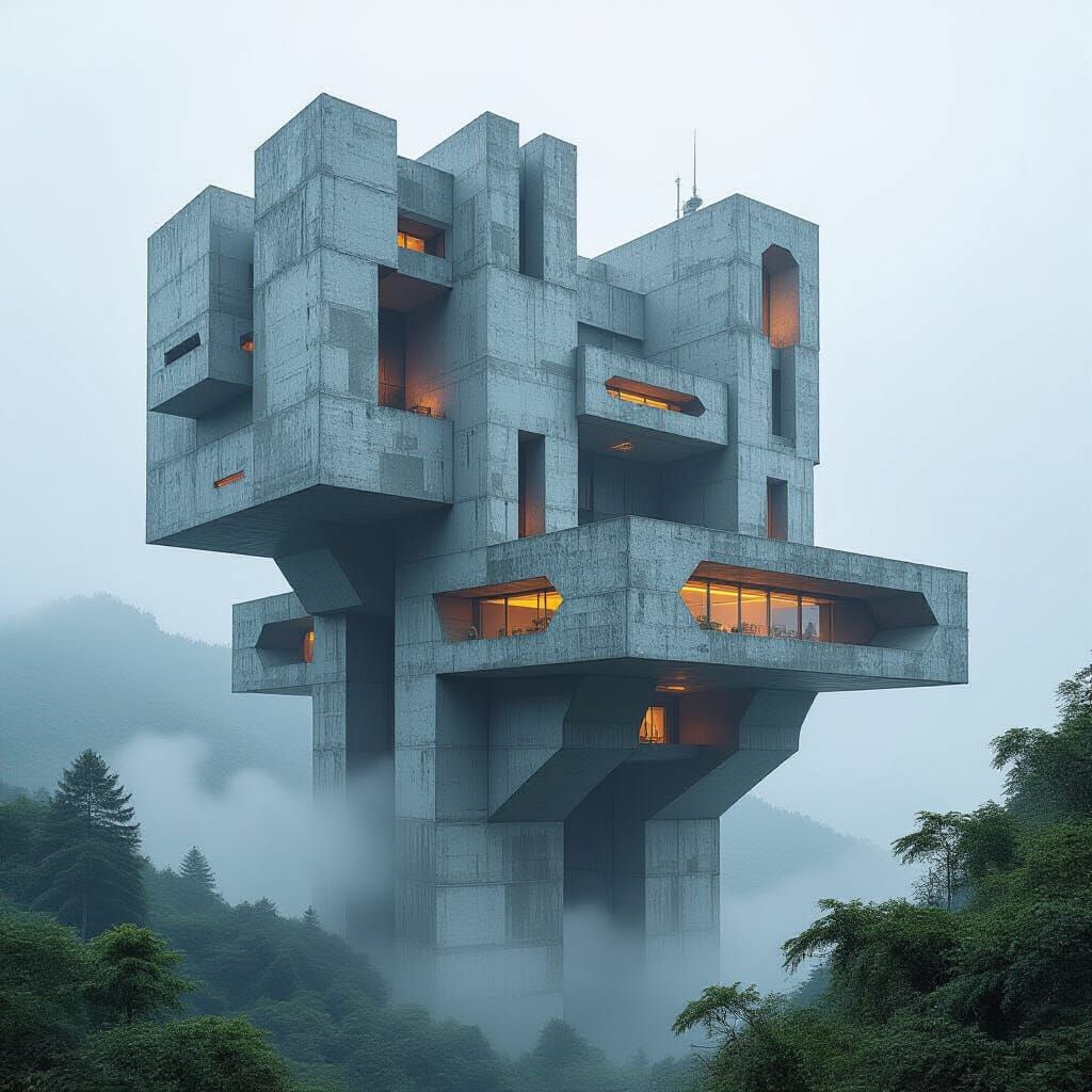 Monolithic Brutalist Fantasy: Futuristic Deviant Art
