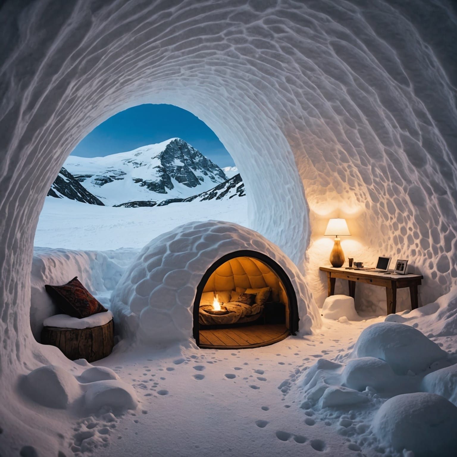 Warm Shelter Inside a Cozy Snow Igloo