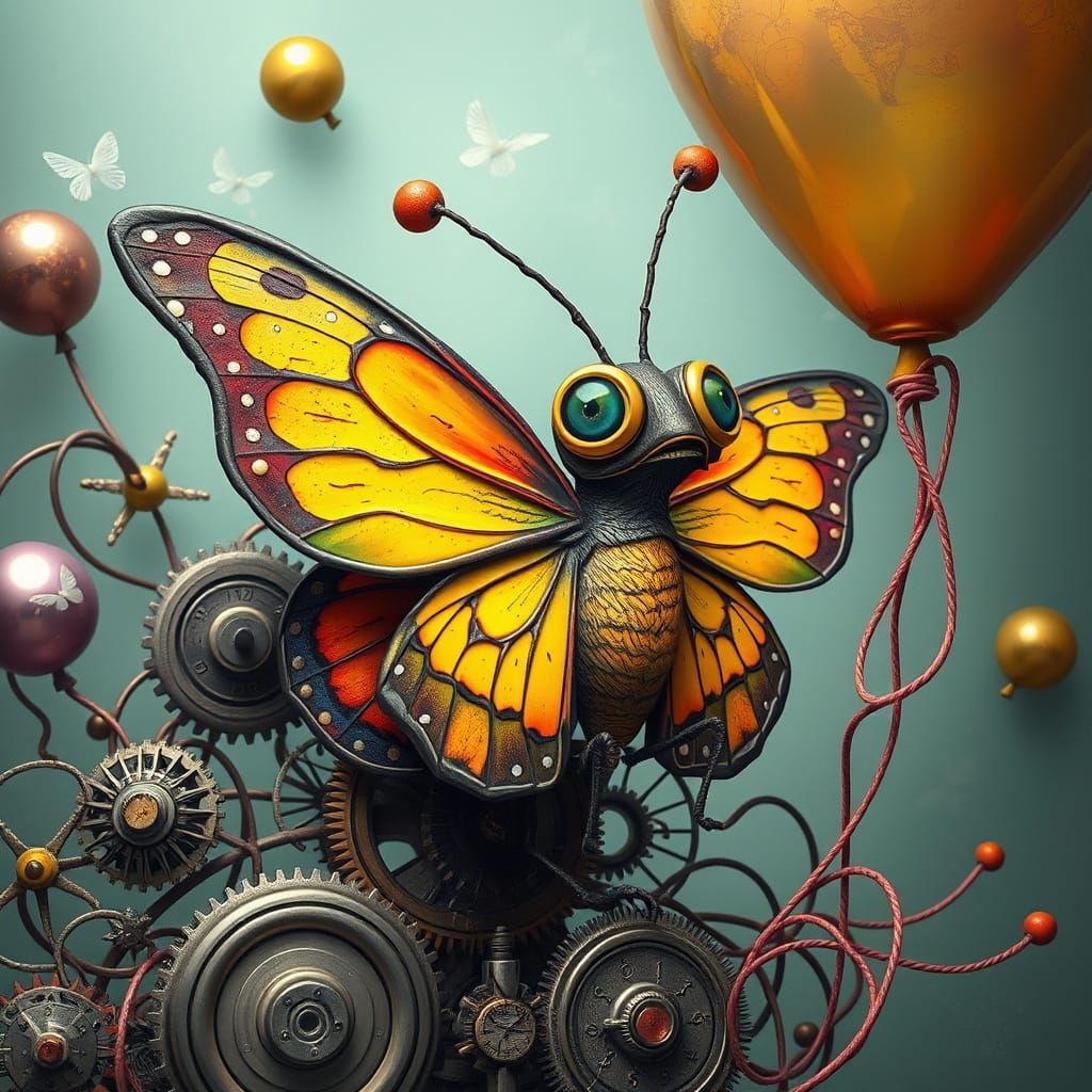 A comically confused butterfly in some weird unusual perdicuments