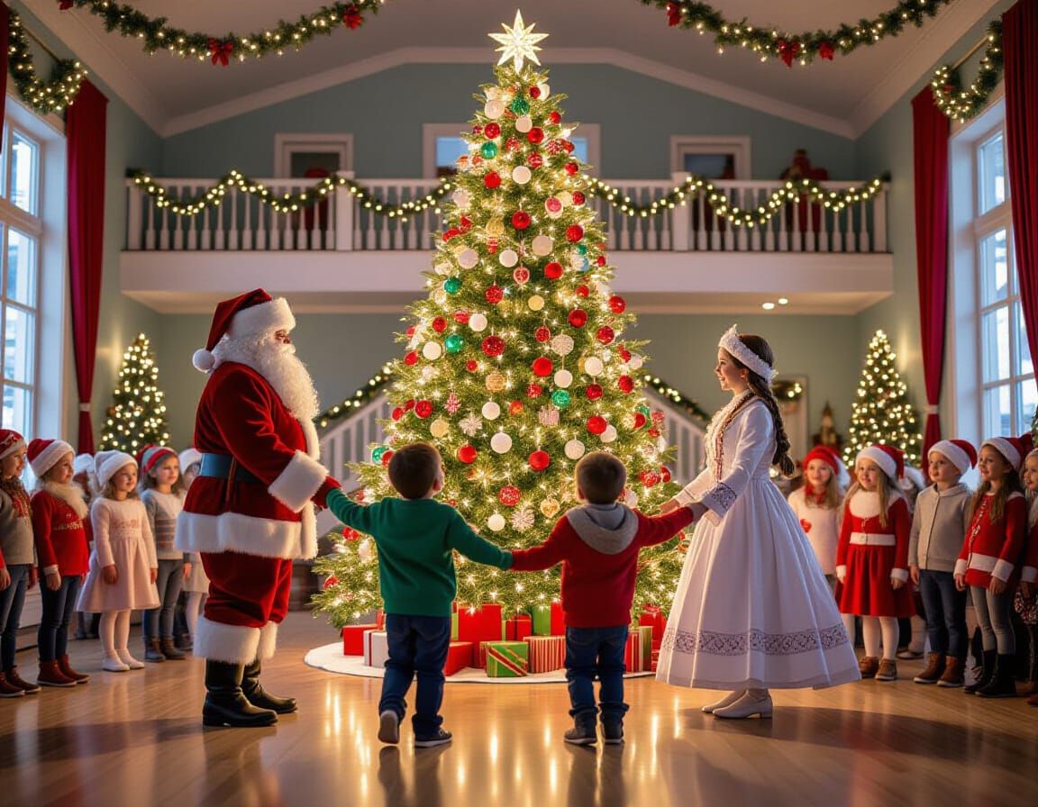 Joyful New Year's Kindergarten Celebration with Santa