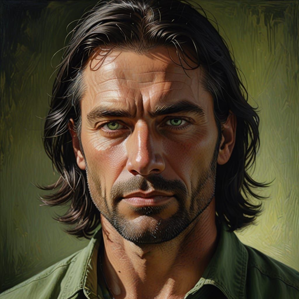 Strong Jawline Man with Dramatic Green Eyes