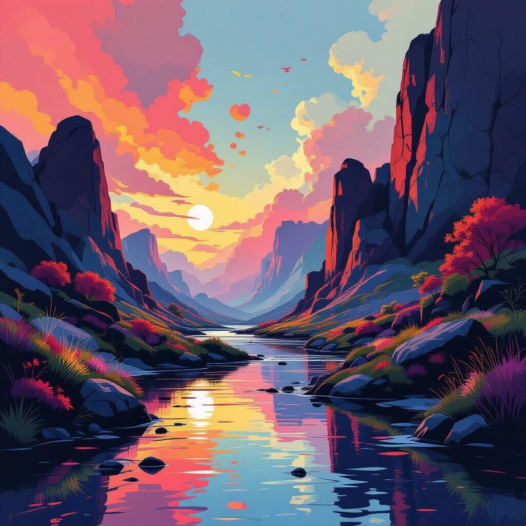 Vibrant Abstract Shapes in Digital Collage Style