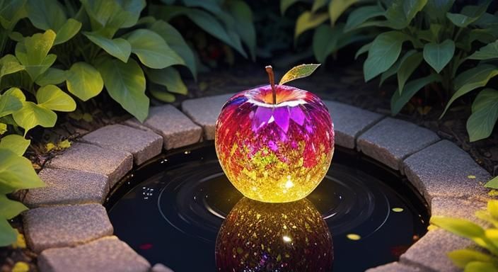 Crystal Galaxy Apple in a Sparkling Garden