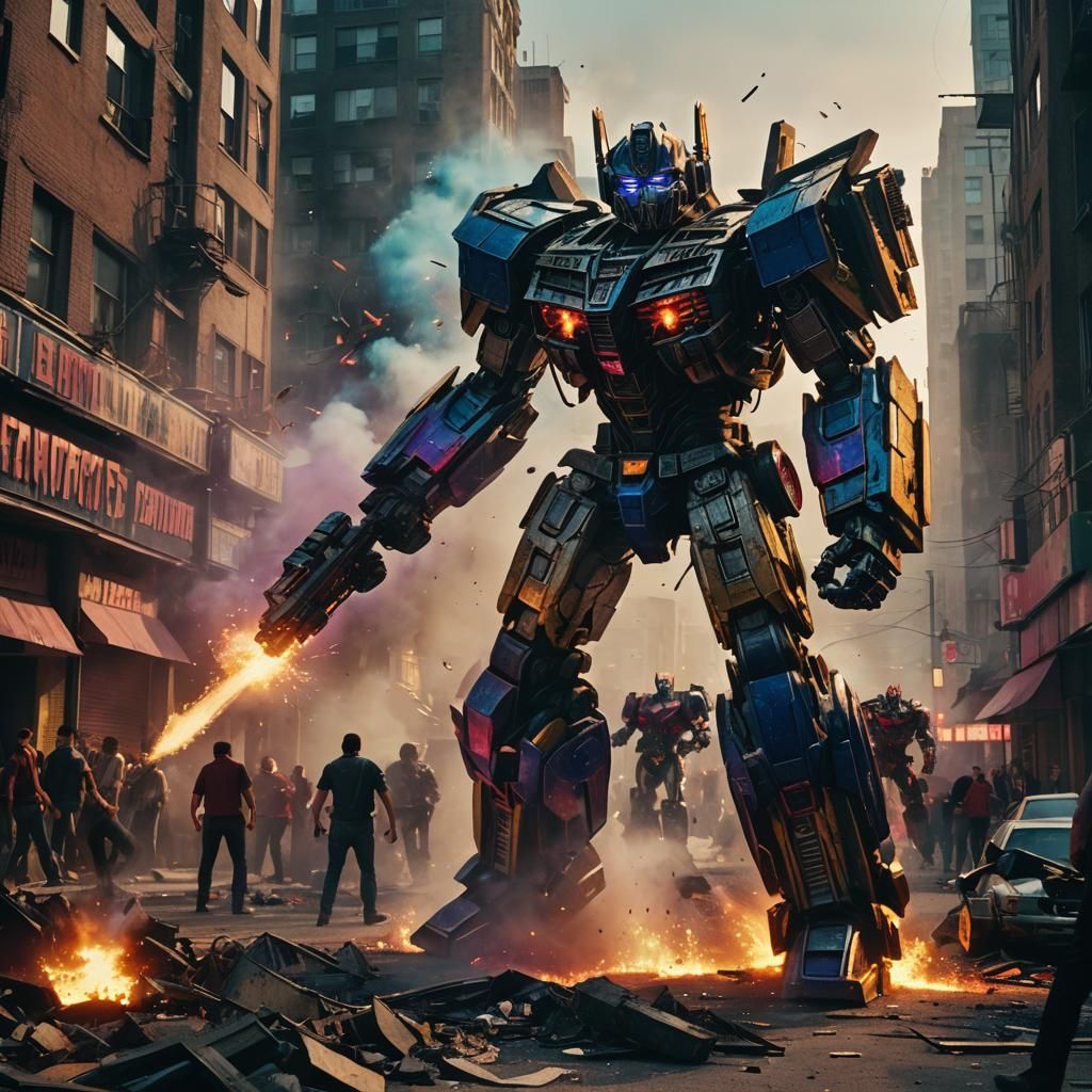 Transformers City Fight: Cinematic Film Still