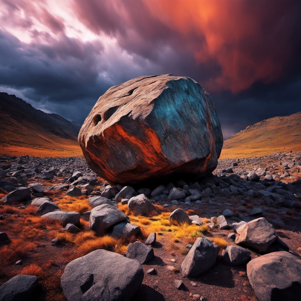 Sisyphus in Turbulent Earthy Landscape