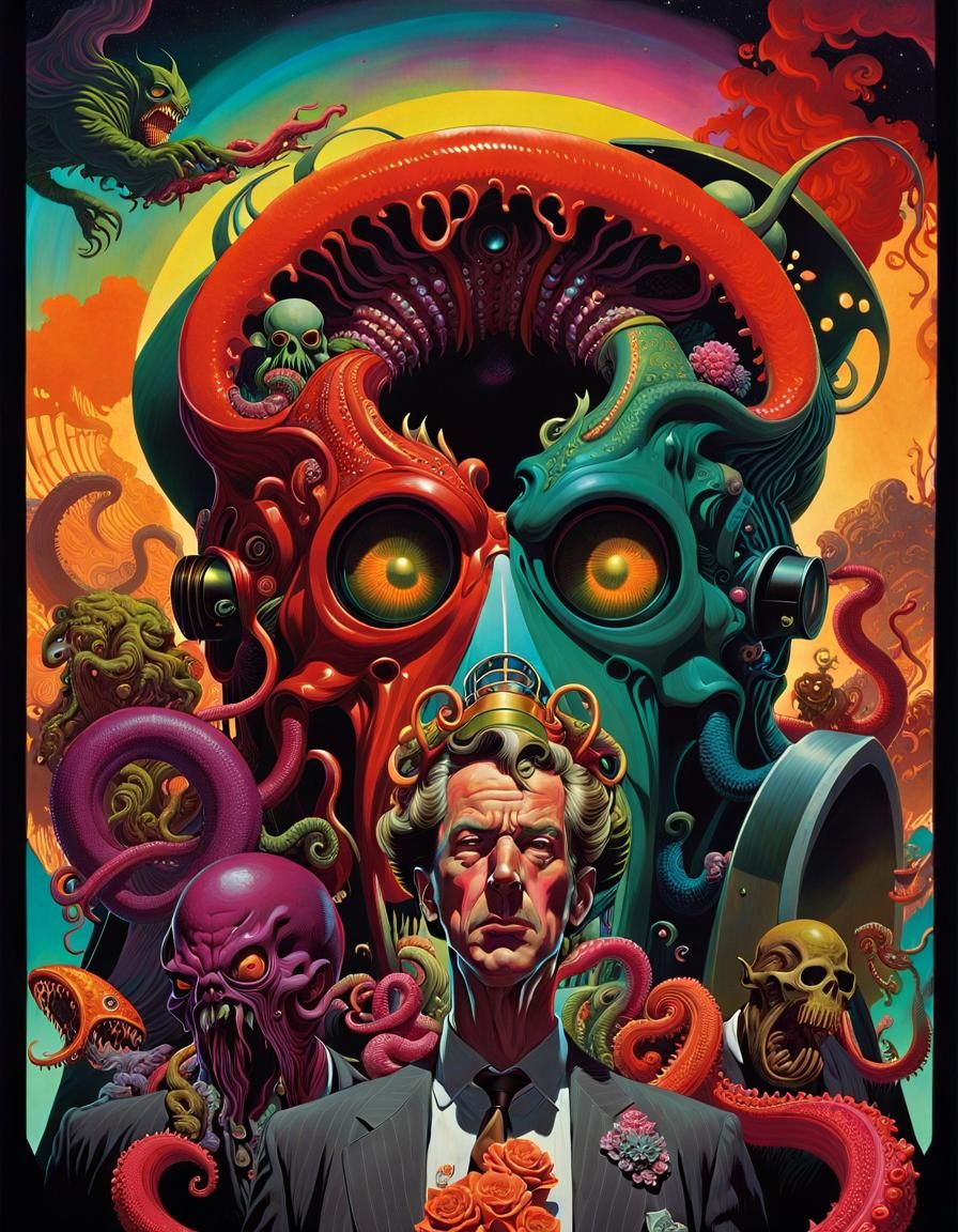 Surreal Horror Collage Inspired by Cthulhu Mythos