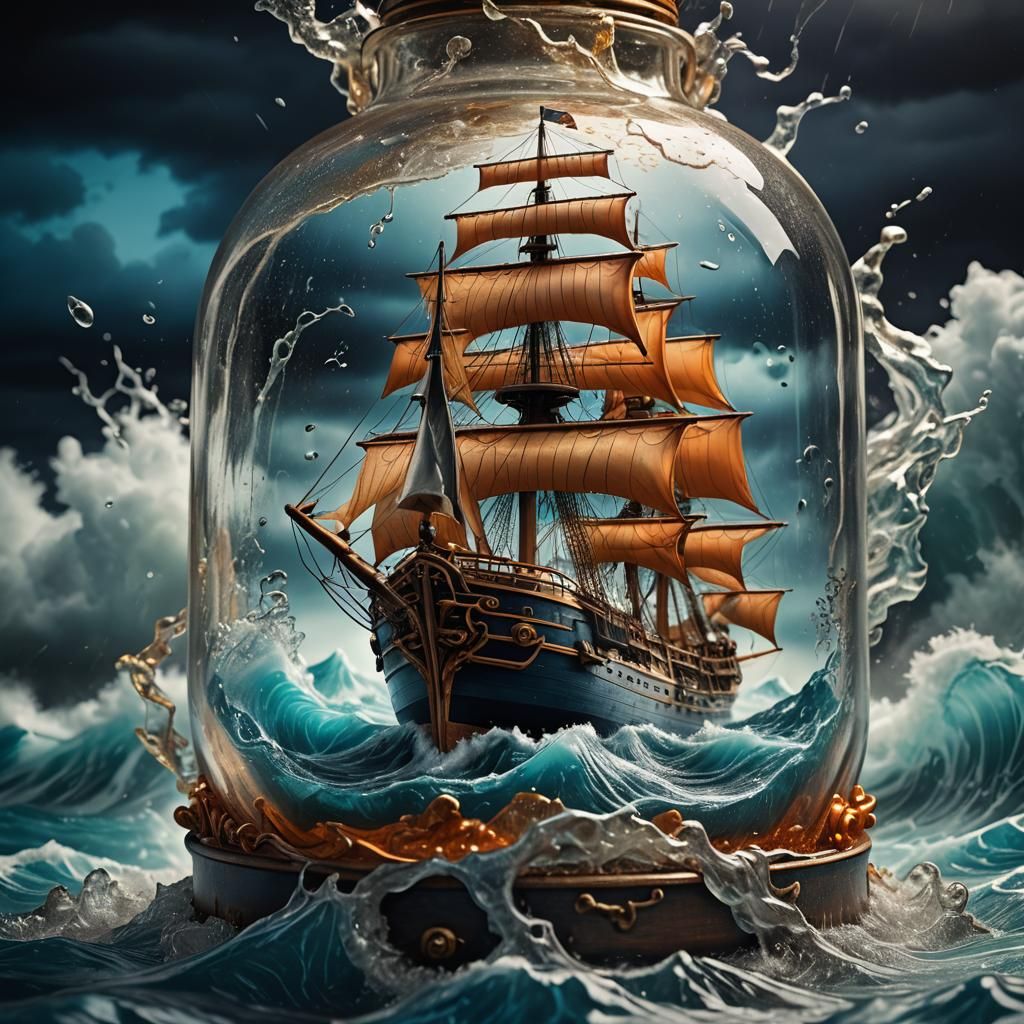 Ship in a Bottle Diorama: Cinematic 3D Art