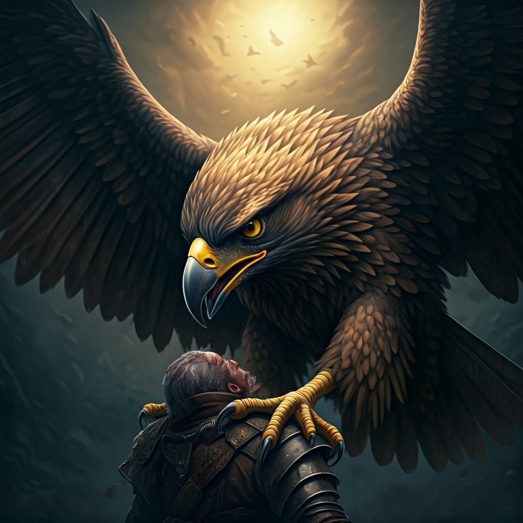 Ferocious Bird of Prey in Ominous Setting