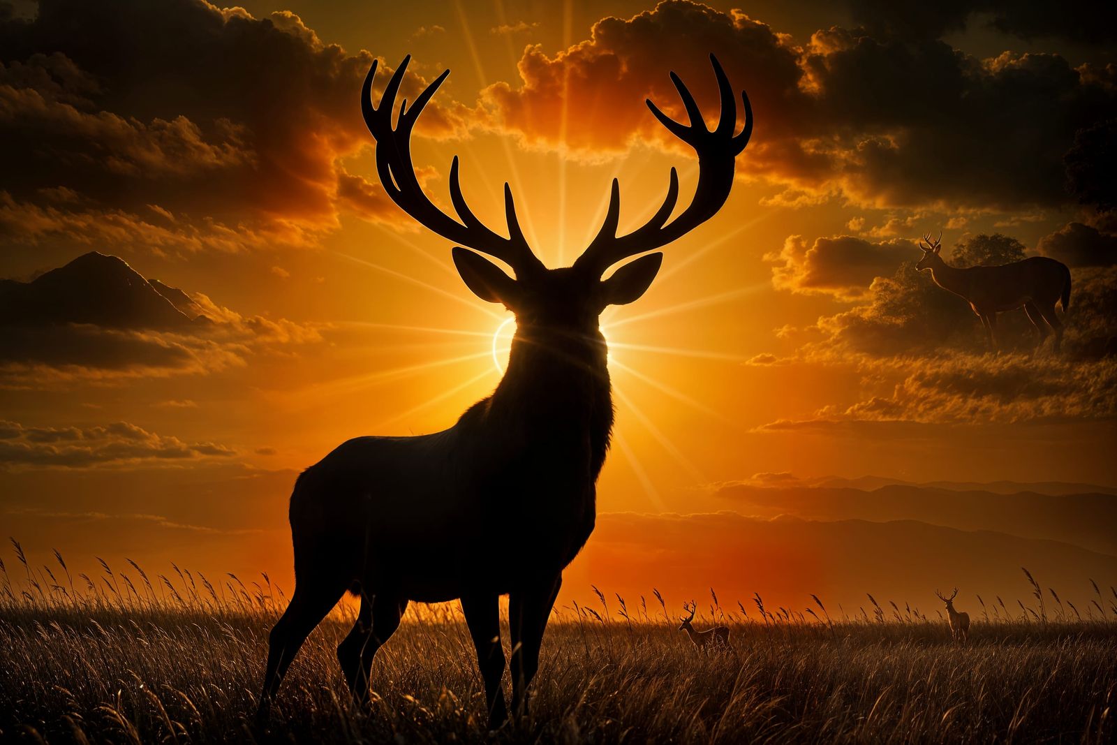 Deer Silhouette at Golden Hour Sunset