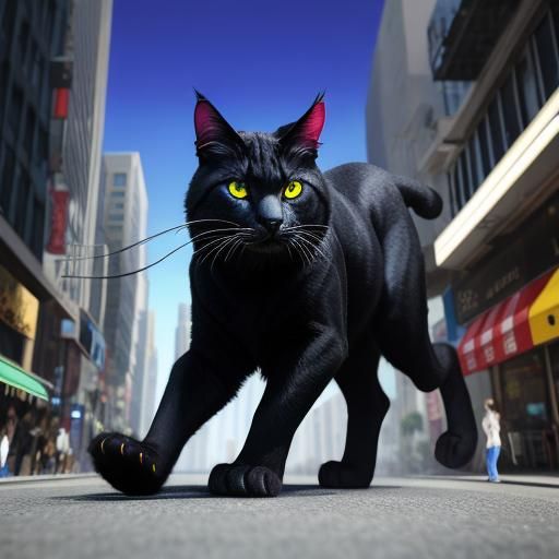 Surreal Catpeople on the Prowl: Hyper-Real Rendering
