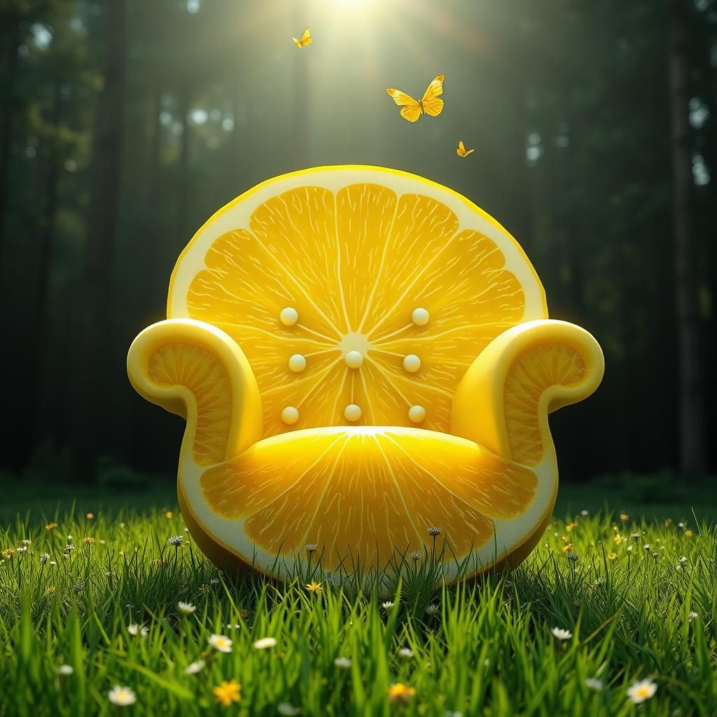 Lemon Armchair in Sunny Meadow: Fantasy Concept Art