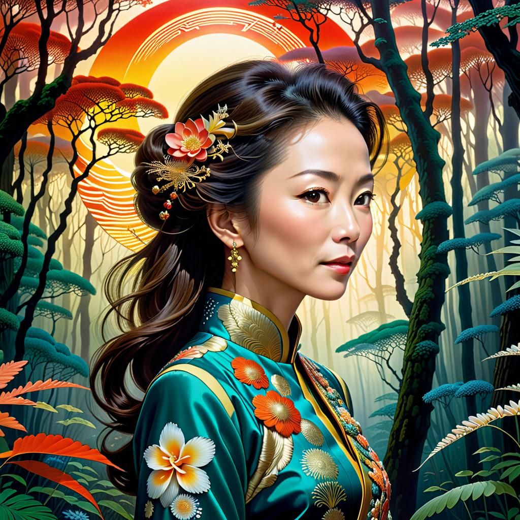 Michelle Yeoh in a Klimt-Inspired Metaverse