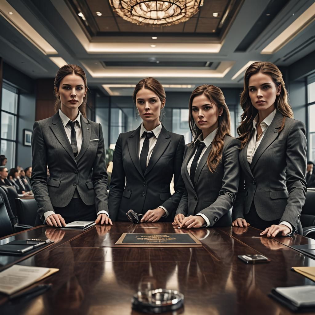 Hyperrealistic Boardroom Scene in Sharp Focus