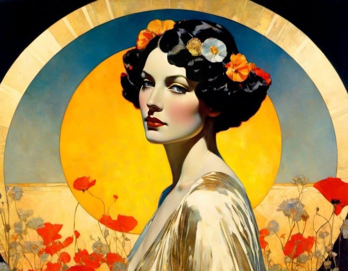 Olga Portrait with Golden Shimmer in Wyeth Style