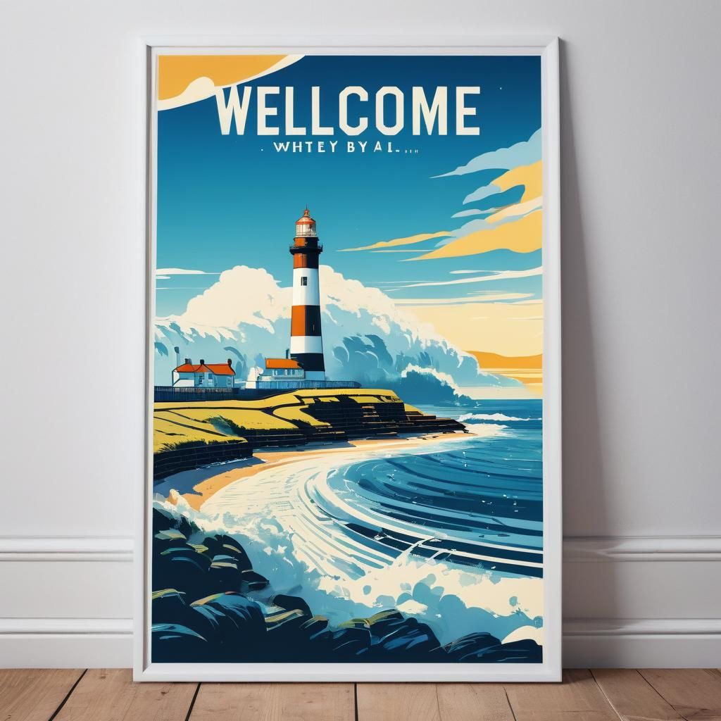 Welcome to Whitley Bay: Retro Manga Travel Poster