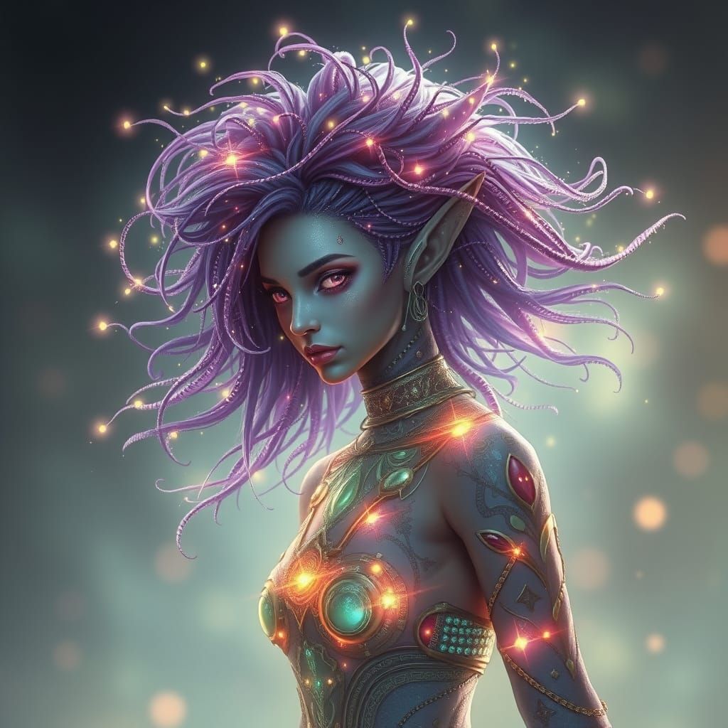 Ethereal Alien Princess in Dark Fantasy Style