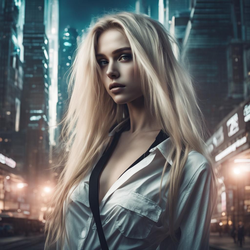 Lovecraftian Girl in Futuristic City