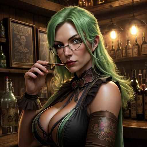 Steampunk Bartender Portrait in Old West Style