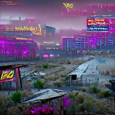 Abandoned Las Vegas Overrun in Cyberpunk Style
