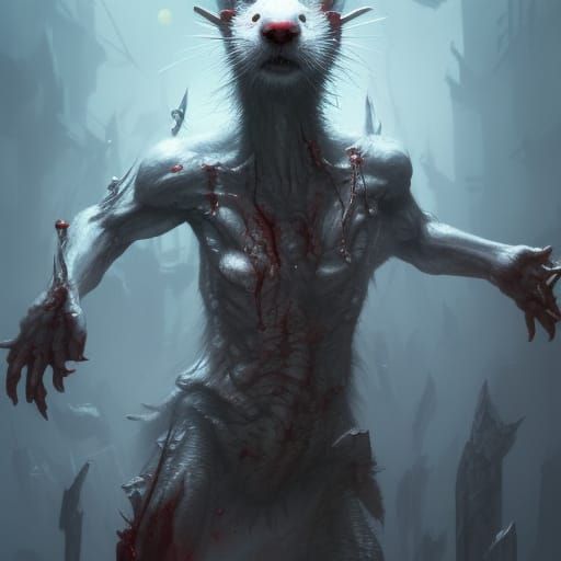 Zombie Ferret Demon in Dark Fantasy Style