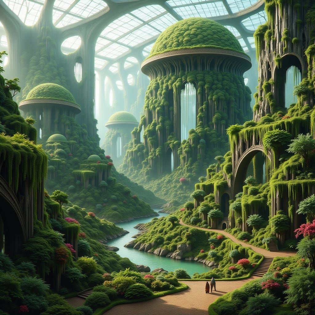 Futuristic Greenhouse City in a Detailed Style