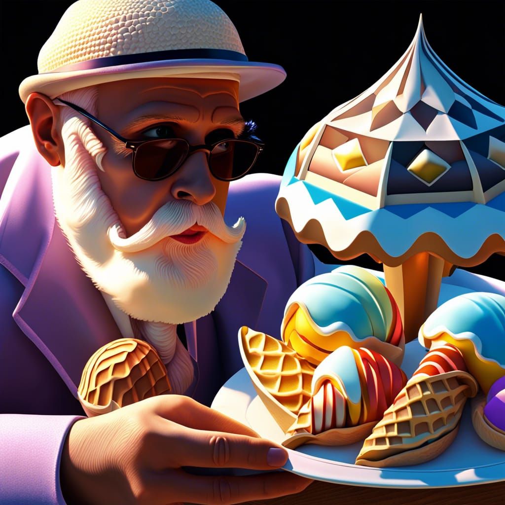 M.C. Escher Selling Ice Cream: Impossible Geometry Art