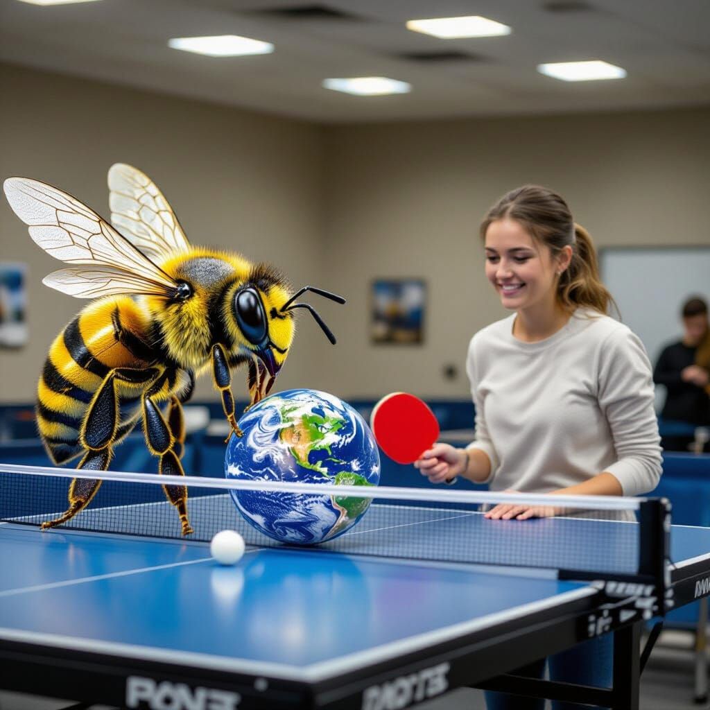 Gigantic Bee Plays Ping Pong with Earth