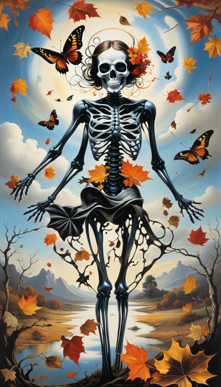 Surreal Landscape with Elastic Flora and Metallic Sky