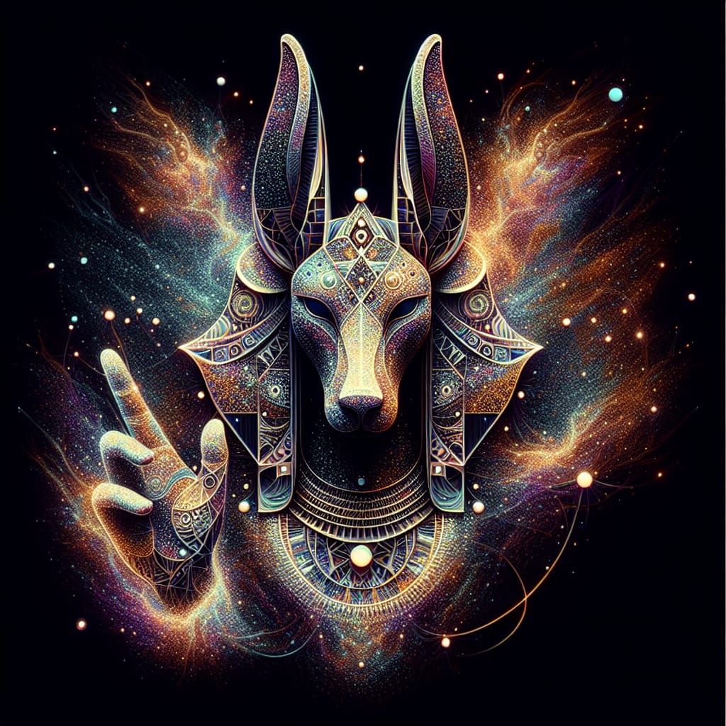 Sparkling Anubis: Mystical God in Abstract Form