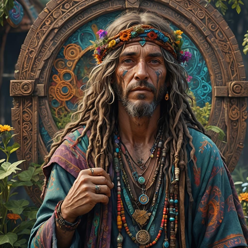 Detailed Matte Painting of a Male Hippy