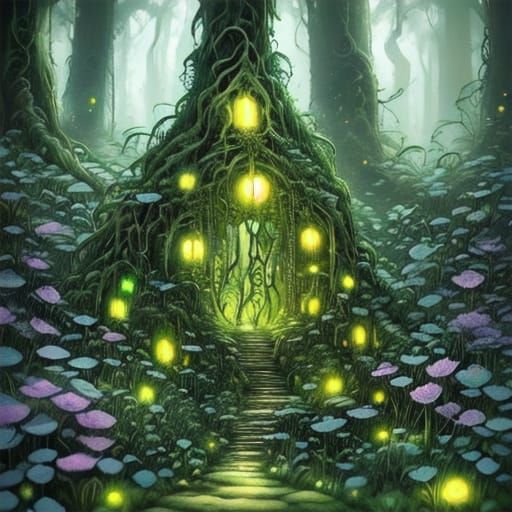 Moss-Covered Automaton Tends Bioluminescent Garden in Forgot...