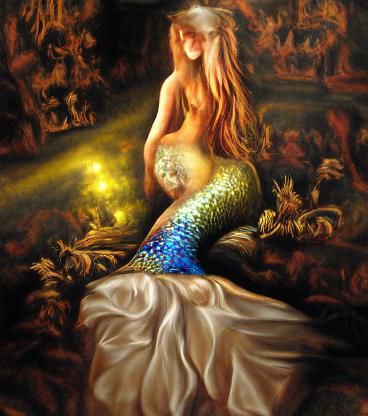 Royal Mermaid Artwork in Oil on Canvas