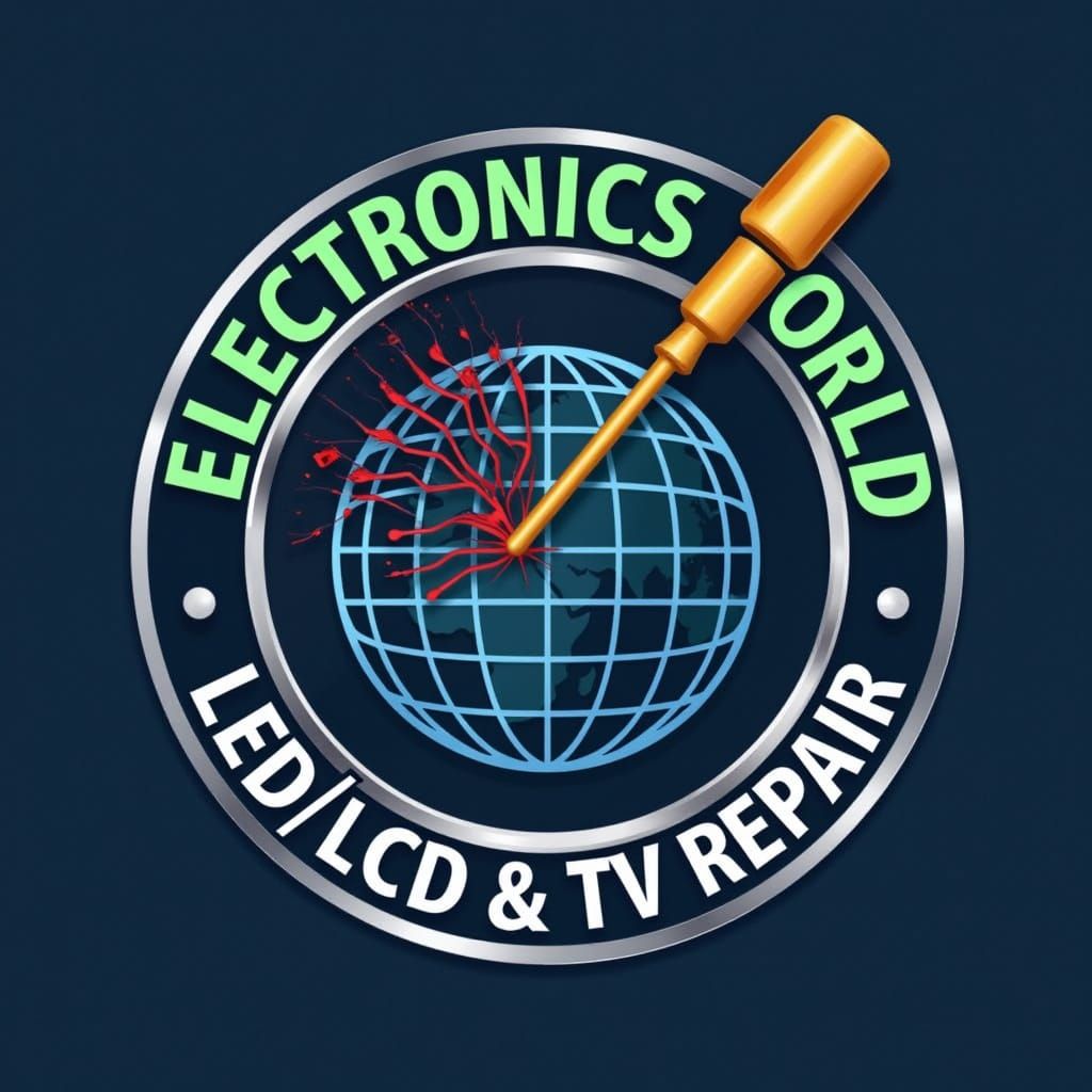 Globe Logo with Electronic Circuitry and TV Repair Tools in ...