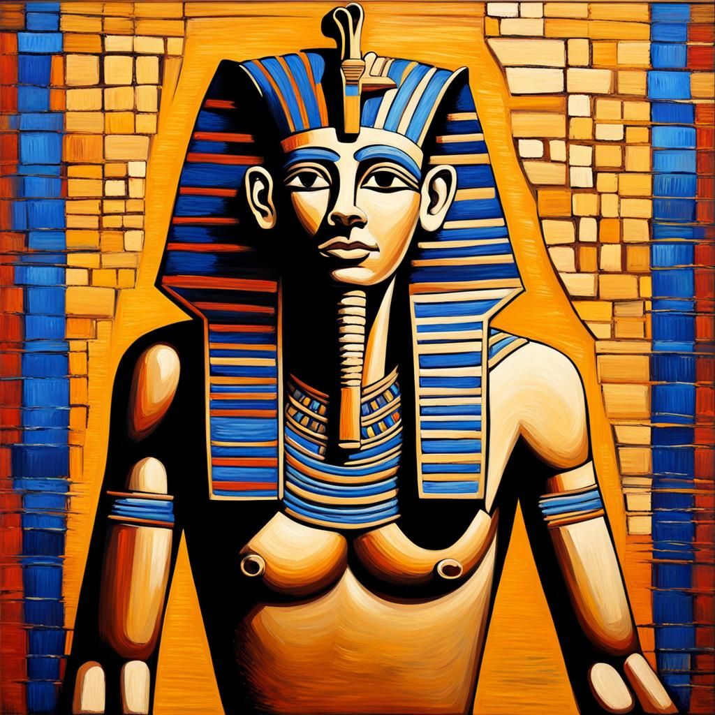 Egyptian Pharaoh in Expressionist Acrylic Painting