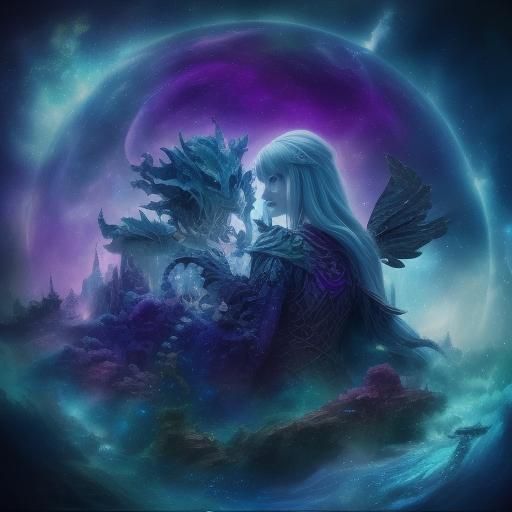 Fairy and Monster in Mystical Forest, Art Nouveau