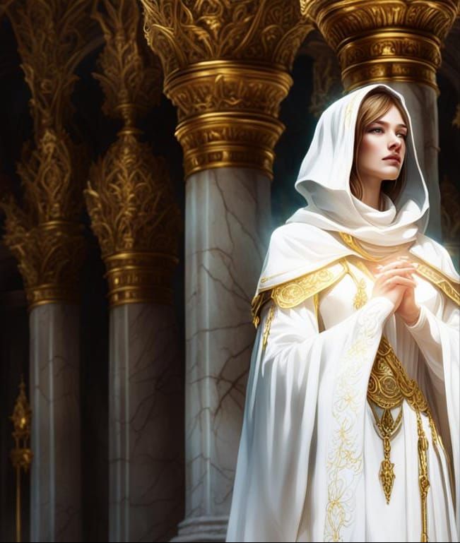 Praying Cleric of Bahamut in Radiant Aura