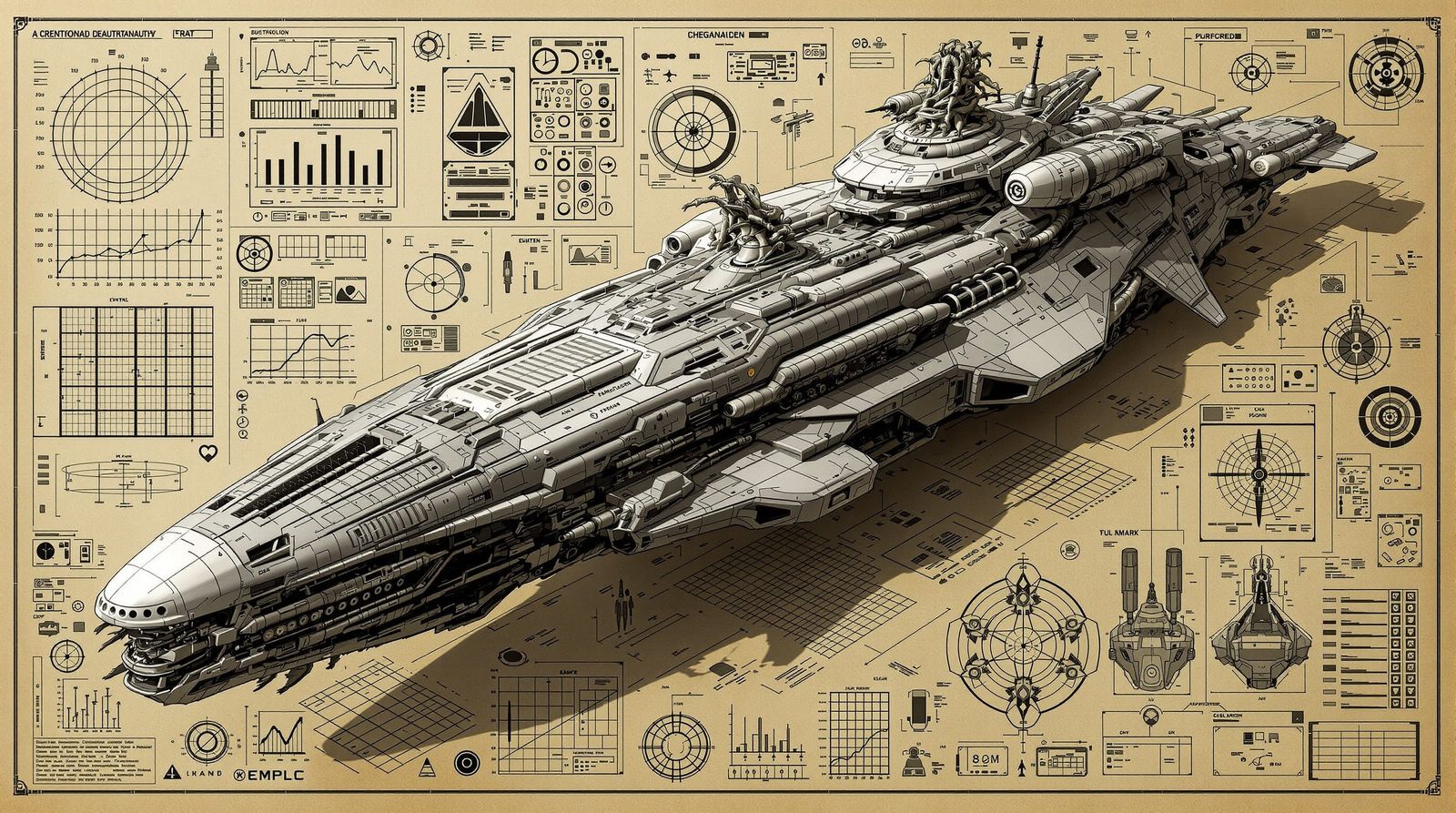 Biomechanical Alien Dreadnaught: 3D Technical Diagram