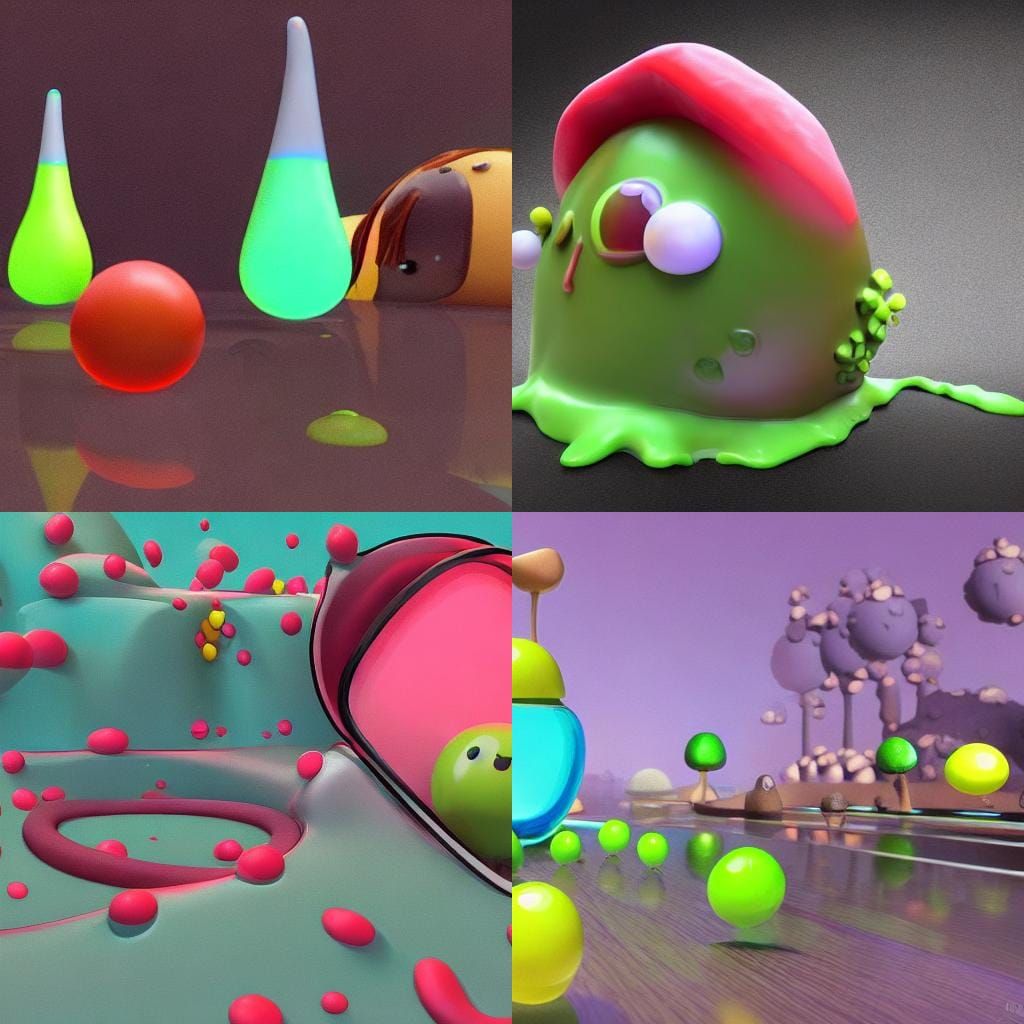Cute Slime Character in Cafe: 3D Digital Art