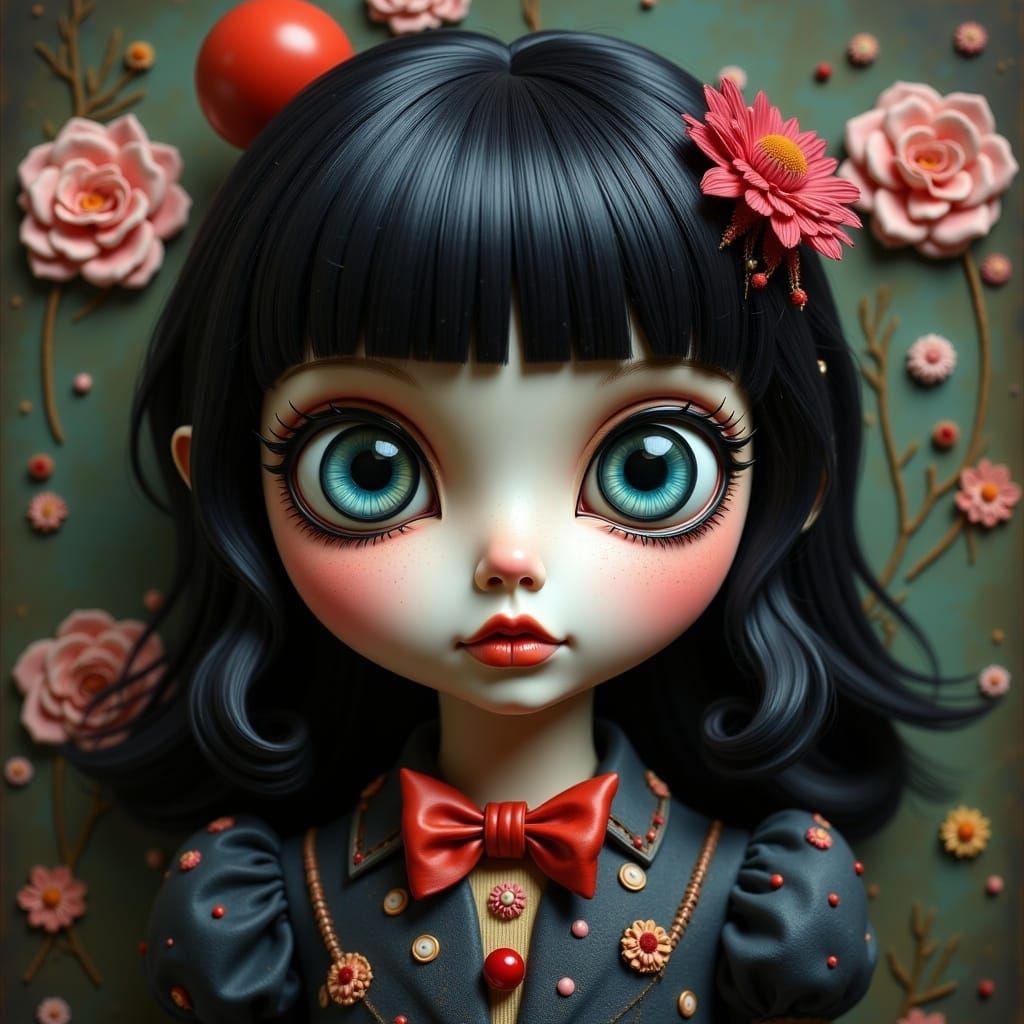 Gothic Girl in Visionary Pop-Surrealist Style